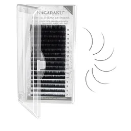 NAGARAKU Premium Classic Matte Black 16 Rows Synthetic Eyelash Extensions - Curl DD-52