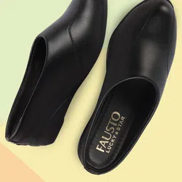 FAUSTO Round Toe Wedge Heeled Mules-13
