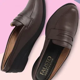 FAUSTO Round Toe Wedge Heeled Mules-16