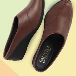FAUSTO Round Toe Wedge Heeled Mules-16