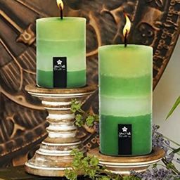 Sitara Crafts Green Pillar Candles-30