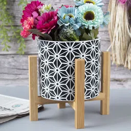 MARKET99 Black Printed Ceramic Table Planter-45