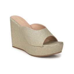 VALIOSAA Women Gold-Toned Embellished Peep Toe Wedges-image-98