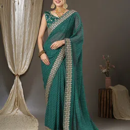 Saree mall Bandhani Printed Embroidered Border Pure Georgette Saree-picture-52