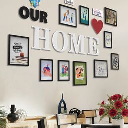RANDOM Set Of 10 Black 3D Collage Photo Frames With Our Home & Heart Plaque image 1
