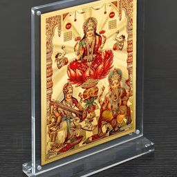 Hawai Gold-Toned & Red Saraswati Ganesh Laxmi Photo Acrylic Fashion Frame-8