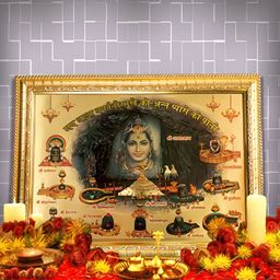 Hawai Gold Toned Shiv Ji with 12 Jyotirlinga Gold Plated Wall Wooden Photo Frame-9