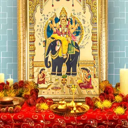 Hawai Gold Toned &  Blue Gold Plated Lord Vishwakarma Wooden Photo Frame-20
