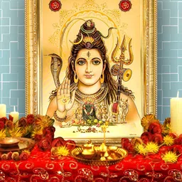 Hawai Gold Toned &  Brown Wooden Rectangular Gold Plated Lord Shiva Photo Frame-41