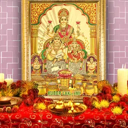 Hawai Gold-Toned Lord Kubera Lakshmi Wooden Wall Photo Frames-4