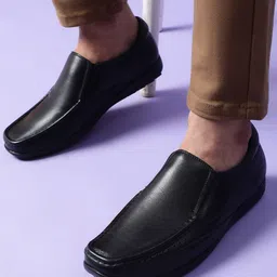 Liberty Men Black Solid Leather Formal Slip-On Shoes-image-73