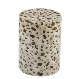 Sitara Crafts White & Brown Printed Pillar Candle-image-46