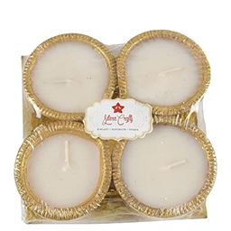 Sitara Crafts White & Gold Toned 4 Pieces Wax Diya Candles-image-20