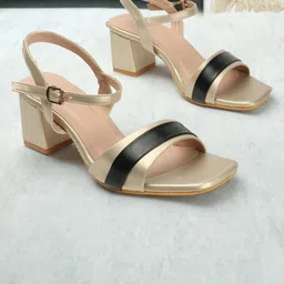 ICONICS Colourblocked Block Heels With Buckle Closure-23