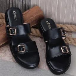 KIRAVI Open Toe Buckles Flatform Heels-11