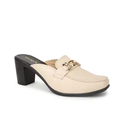 VALIOSAA Cream-Coloured Work Block Mules-1