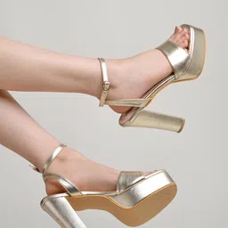 Shoetopia Embellished Open Toe Block Heels-6