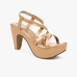 Glitzy Galz Women Beige Block Sandals-40
