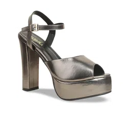 VALIOSAA Gunmetal-Toned Party Platform Peep Toes-28