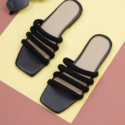 ELANBERG Synthetic Leather Open Toe Flats-14