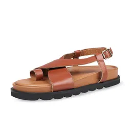 Hidesign SPARTA Leather One Toe Flats With Buckles-11