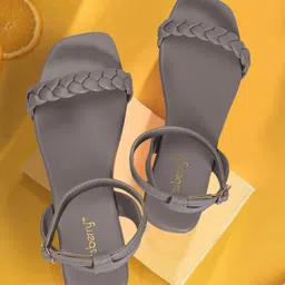 DressBerry Women Textured Open Toe Flats with Buckles-image-95