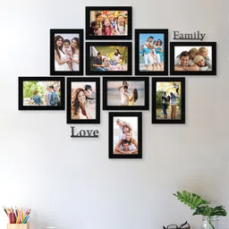 RANDOM Set of 10 Black Solid Individual Photo Frame With Plaques-22