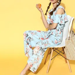 Berrylush Blue & Red Printed Basic Jumpsuit with Ruffles-8