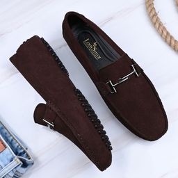 LOUIS STITCH Men Classic Handmade Suede Driving Loafers-image-72