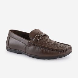 BuckleUp Men Brown Woven Design Driving Shoes-image-12
