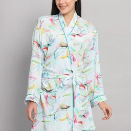 HANDICRAFT PALACE Printed Satin Silk Bath Robe-image-75