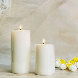 Akaar Dcor White 2 Pieces Unscented Pillar Candles-2