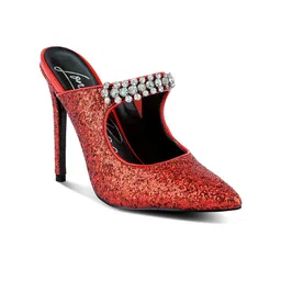 London Rag Women Red Printed Party Mules-30