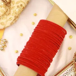 I Jewels Set Of 48 Red Solid Velvet Bangles Set-20