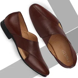 FAUSTO Men Textured Leather Formal Slip-On Shoes-image-72