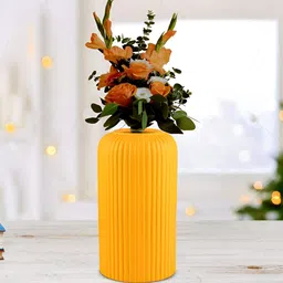 LASAKI Yellow Textured Ceramic Flower Vases-36
