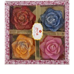 Sitara Crafts Red & Blue 4 Pcs Floating Rose Shaped Smokeless Wax Candle-31