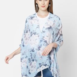 Cloth Haus India Women Blue & White Printed Pleated Scarf-54