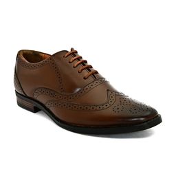 Fashion Victim Men Brown Solid Leather Formal Brogues-image-85