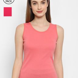 Floret Women Rose & Magenta Solid Cotton Camisoles Pack Of 2-image-13