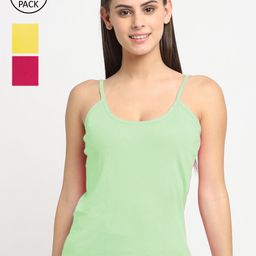 Friskers Women Women Pack Of 3 Solid Cotton Camisoles-image-86