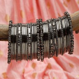 Shining Diva Set Of 40 Metallic-Toned Bangles-43