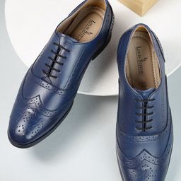 LOUIS STITCH Men Blue Italian Leather Formal Brogues Shoes-image-90