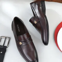 INVICTUS Men Brown Textured Slip-On Formal Shoes-image-52
