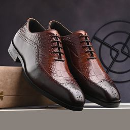 San Frissco Men Textured Leather Formal Oxfords-image-96