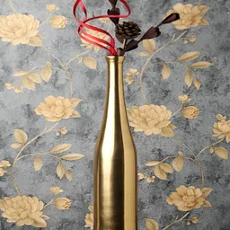 Decor de Maison God Toned Champagne Bottle Shaped Metal Vase-image-96