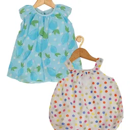 Creative Kids Infant Girls Pack of 2 Printed Round Neck A-Line Dresses-image-69