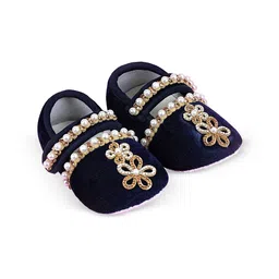 COCO CANDY Girls Velvet Pearl Lace Booties-image-30