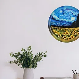 Homspurts Vincent Van Gogh Blue & Yellow Printed Metal Wall Plates-picture-34