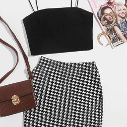 Dream Beauty Fashion Checked Pencil Above Knee Skirt-image-74